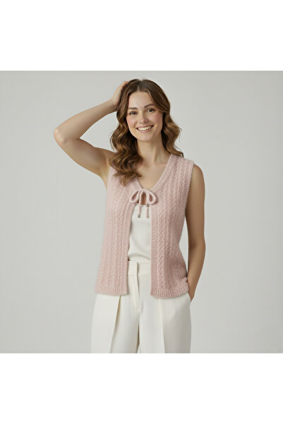 secret touch Women's Lace-Up Glittery Soft Winter Vest