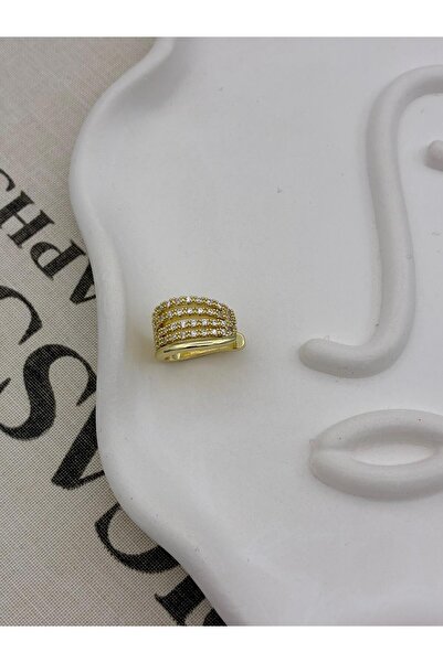 Hedef Bijuteri Gold Color 5 Row Zircon Stone Cartilage Earring Earcuff