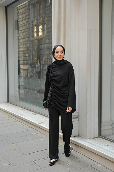 LOCCO Γυναικείο Σετ Λεπτομερές Λαστιχένιο Διπλό Σετ Μαύρο