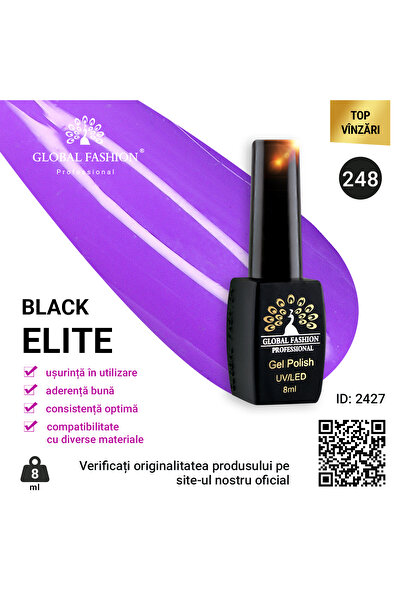global fashion Set de 4 unități: Oja semipermanenta BLACK ELITE, 8 ml, 248