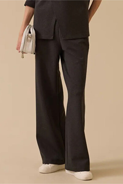 SEÇİL Women's Straight Cut Trousers with Pockets - Gray