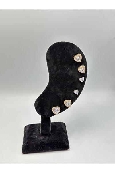 MyladyAccessoriess Heart Set of 6 Earrings (Steel) Gold