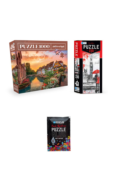 Neverland 1000 PARÇA PUZZLE COLMAR VE 230 PARÇA LONDON VE PUZZLE YAPIŞTIRICISI