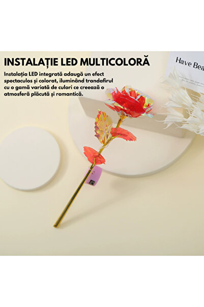 SDEPOT artificial rose, with multicolor LED installation, red