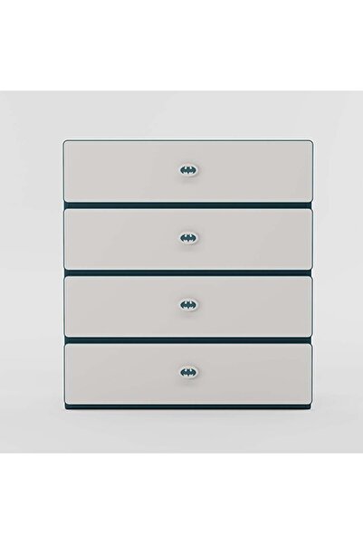 danube Knight 4-Drawer Dresser for Kids - White/Teal Blue, Engineered Wood, 2-Year Warranty, 59.8x43x87cm