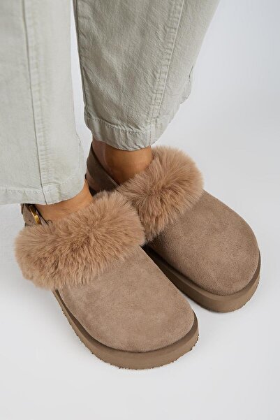 Manijero Antonella Fur Women's Genuine Leather Back Strap Platform Sabo Mink Sandals