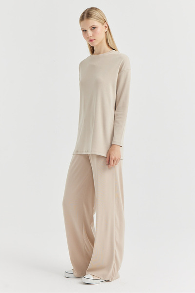 PAULMARK Γυναικείο παντελόνι με μαλακή υφή με φαρδιά πόδια