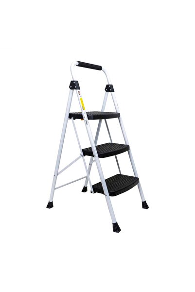 Z-Tools Μεταλλική σκάλα με 3 φαρδιά σκαλοπάτια, πτυσσόμενη, λευκή / ZTS 8091