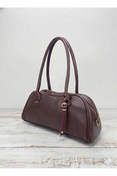 dibcollectionn حقيبة باغيت للكتف باللون الأحمر الداكن