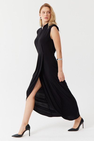 PAULMARK Γυναικείο φόρεμα με γιακά δικαστή με αξεσουάρ