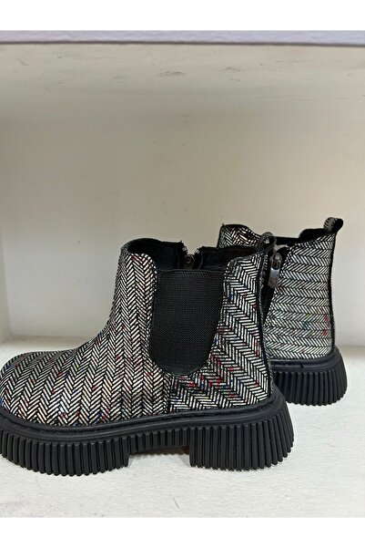 Bağcı ÇOCUK HAKİKİ DERİ BOT DESSENLİ GÜMÜŞ