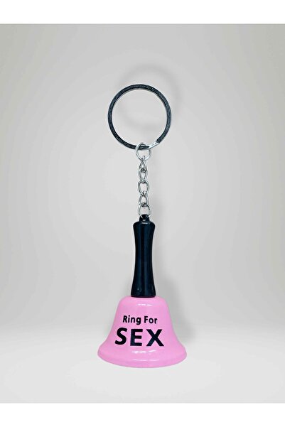 Mundy Mini Pembe Metal Çan Anahtarlık RİNG FOR SEX Yazılı Komik Eğlenceli Hed...