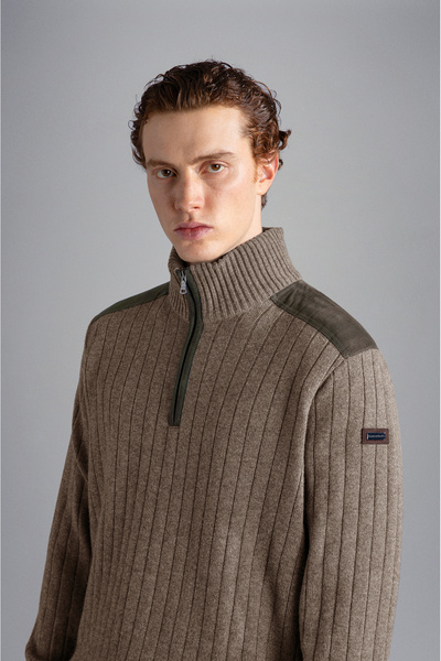 PAUL&SHARK MEN'S ZIPPED PULLOVER C.WWOOL