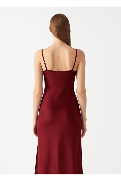 Kallisto Cherry Rot V-Neck Adjustable Strap Polyamide Dress - Slim Fit