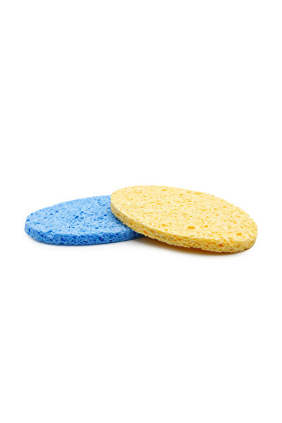 global fashion Set of 2 face cleaning sponges, oval, blue/yellow