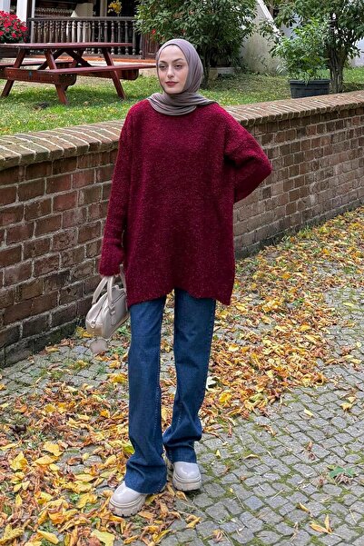 lamelif Πουλόβερ Μπουκλέτ Βουργουνδίας