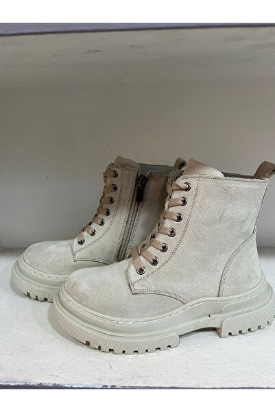 Bağcı ÇOCUK HAKİKİ DERİ BOT KREM SÜET