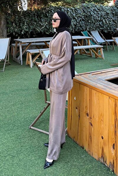 lamelif Triple Knitwear Set Soft Brown