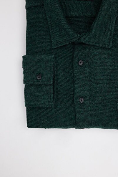 Tudors Ανδρικό χειμερινό πουκάμισο μεγάλου μεγέθους με μονή τσέπη καρό πράσινο χειμερινό πουκάμισο