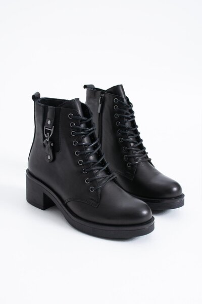 Moda Pie Ghete de damă Dapise cu cataramă laterală din piele naturală piele neagră