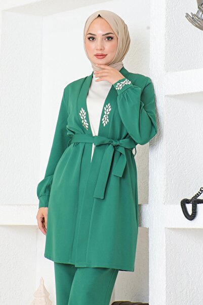 Modamihram Stone Detailed Suit Emerald Msw19203-4