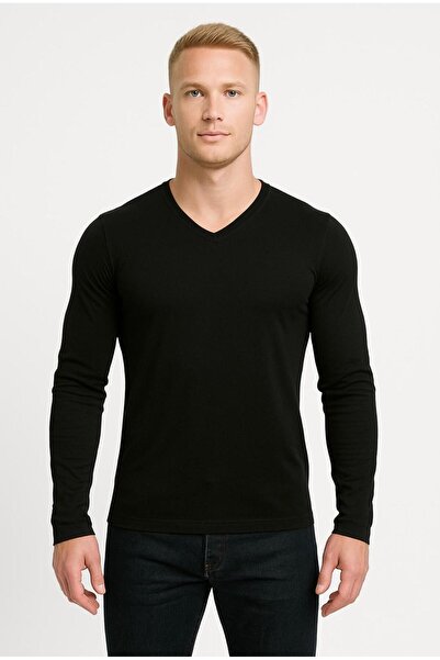 AXXEL Erkek Siyah Uzun Kollu T-shirt-D236
