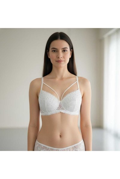 lucien vela White Lace Bra Set Push-Up Strapless Panties Underwear