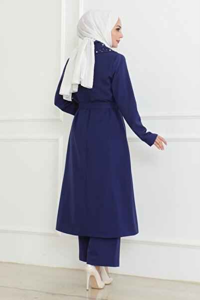 Modamihram Pearl Detailed Suit Indigo Msw19216-2