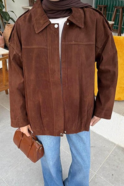 lamelif Μπουφάν από καστόρι με επιλογές στους ώμους, καφέ πικρό