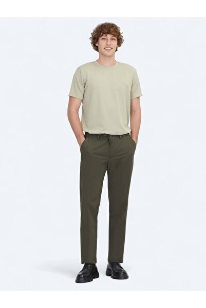 Kip Khaki Woven Jogging Fit Casual Pants