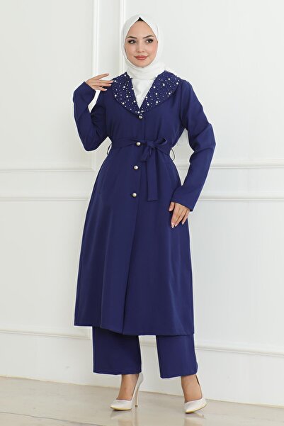 Modamihram Pearl Detailed Suit Indigo Msw19216-2