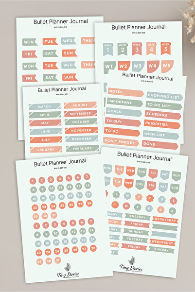 tinystoriestr مجموعة ملصقات بوليت جورنال - 6 صفحات / مفكرة، ألبوم صور، دفتر ي...