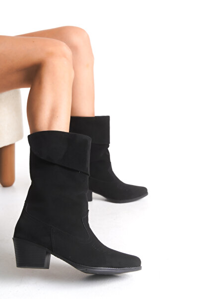 Riccon Women's Short Western Boots 0012891 Black Suede