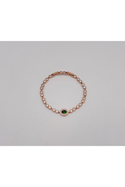 18K Rose Gold Oval Grassy Bileklik