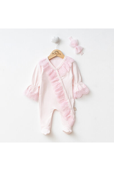 Baby طقم رومبير للفتيات الرضع مصنوع من القطن بنسبة 100% مع كشكشة ودانتيل