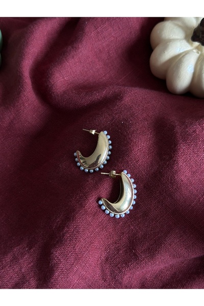 Butik أقراط على شكل قمر مزينة باللؤلؤ