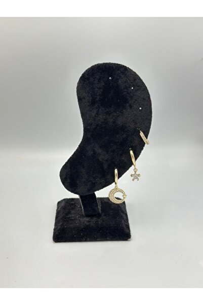 MyladyAccessoriess أقراط مجموعة الهلال والنجمة (فولاذ) فضية