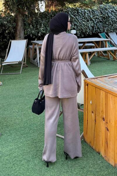 lamelif Triple Knitwear Set Soft Brown