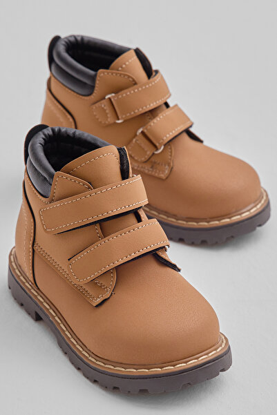 Tonny Black Children's Unisex Camel Thick Thermo Sole Warm Lined Double Velcro Boots