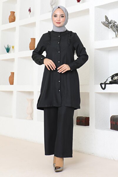 Modamihram Ruffle Detailed Suit Black Msw19224-1