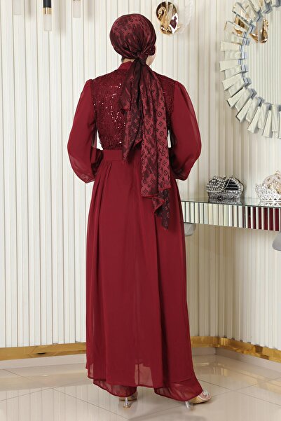 Modamihram Pulchry Chiffon Suit Burgundy Msw19190-2