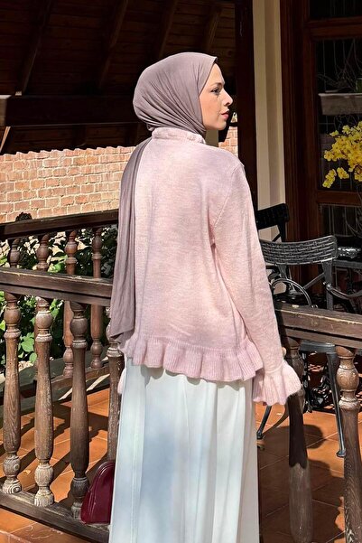 lamelif Πούδρα ζακέτα με λεπτομέρεια βολάν