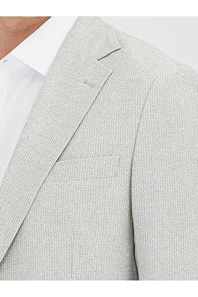 Kip Gray Patterned Modern Fit Linen Blended Jacket