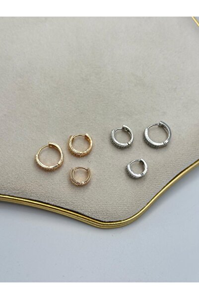 MyladyAccessoriess Zircon Stone Hoop Earrings (Steel) Gold