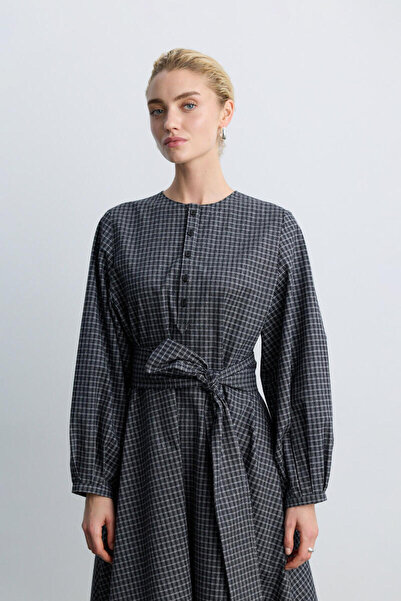 BE BLUE Minimal Plaid Printed Dress
