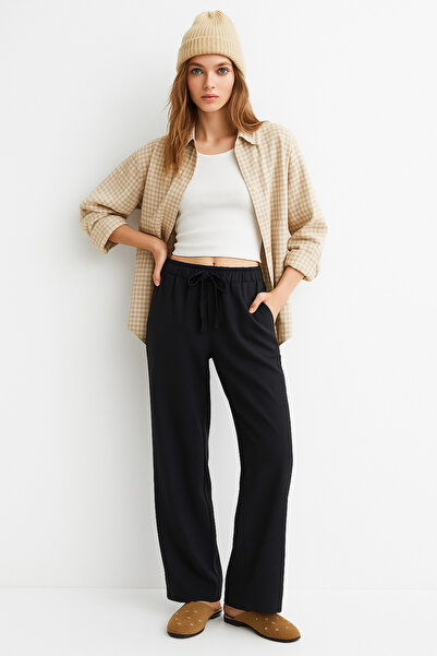 Rich Women's Anthracite High-Waisted Elastic Wide-Leg Trousers - 11 Dark Grey 93