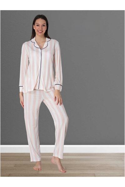 Lohusa Homewear Set de pijamale de maternitate pentru femei, cu dungi roz, de...