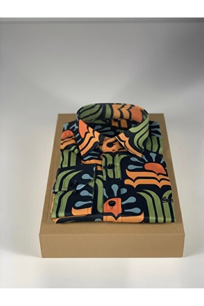 YusGos Men's Regular Fit Regular Collar Long Sleeve Easy Iron Patterned Premium Cotton Shirt