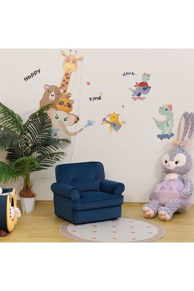 danube Micky Velvet Kids Sofa - Blue, 1-Seater Kids Chair, Soft Fabric, Durab...