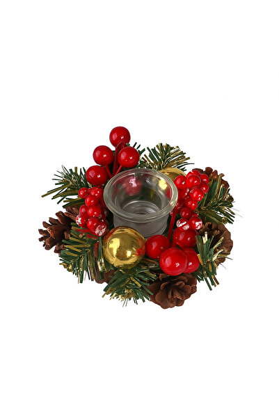 wei inox Κηροπήγιο, για χριστουγεννιάτικο τραπέζι, σχέδιο κλαδιού έλατου, σίδ...